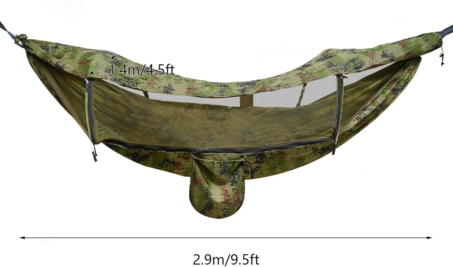 Foldable Camping Hammock, Portable Camping Hammock Boat-Shaped Travel Hammock Outdoor/Indoor Hiking Hammock with Double Slider Zipper Capacity 200 Kg/440.9 Lbs (Camouflage Color)