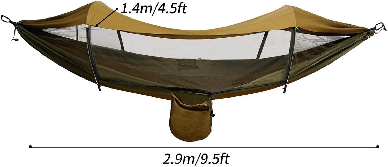 Foldable Camping Hammock, Portable Camping Hammock Boat-Shaped Travel Hammock Outdoor/Indoor Hiking Hammock with Double Slider Zipper Capacity 200 Kg/440.9 Lbs (Green)