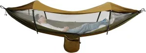 Foldable Camping Hammock, Portable Camping Hammock Boat-Shaped Travel Hammock Outdoor/Indoor Hiking Hammock with Double Slider Zipper Capacity 200 Kg/440.9 Lbs (Green)