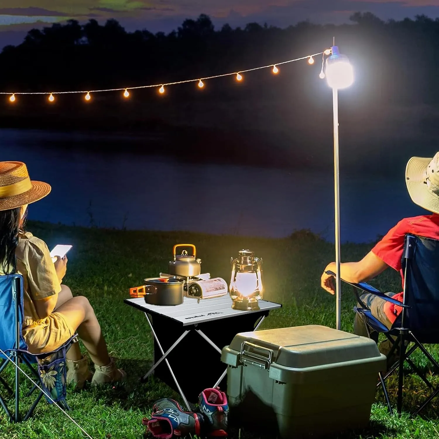 Foldable Camping Side Table, Ultralight Small Beach Tables Aluminum, Portable Outdoor Table with Carry Bag and Storage for Picnic, Grill, Hiking, Fishing, Sand, Camping Essentials, Silver
