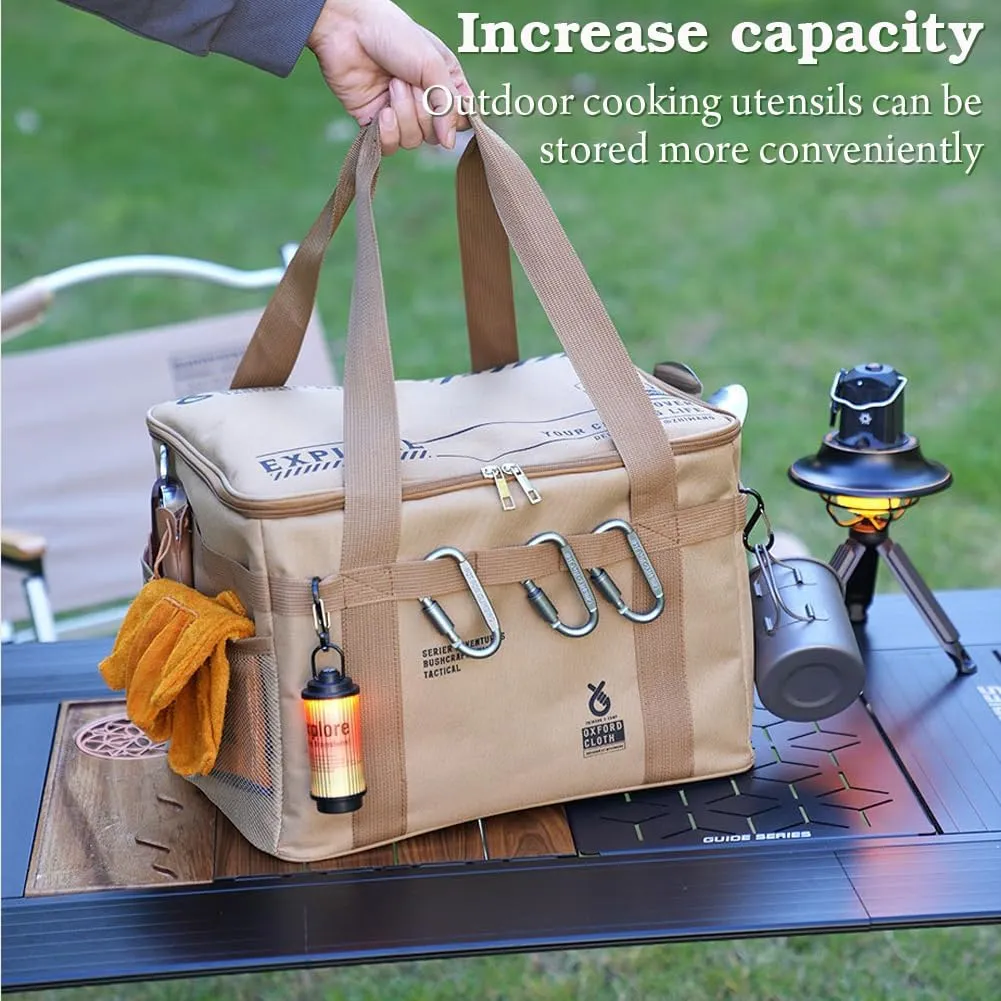 Foldable Camping Storage Bag & Camp Kitchen Organizer – Tactical Storage Box for Camping Essentials, Picnic Gear, Cookware – Large Capacity, Waterproof Oxford Fabric