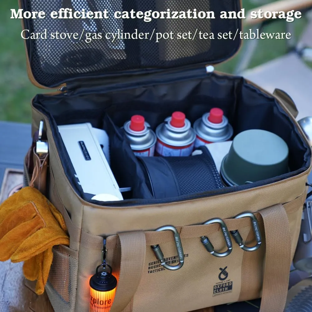 Foldable Camping Storage Bag & Camp Kitchen Organizer – Tactical Storage Box for Camping Essentials, Picnic Gear, Cookware – Large Capacity, Waterproof Oxford Fabric