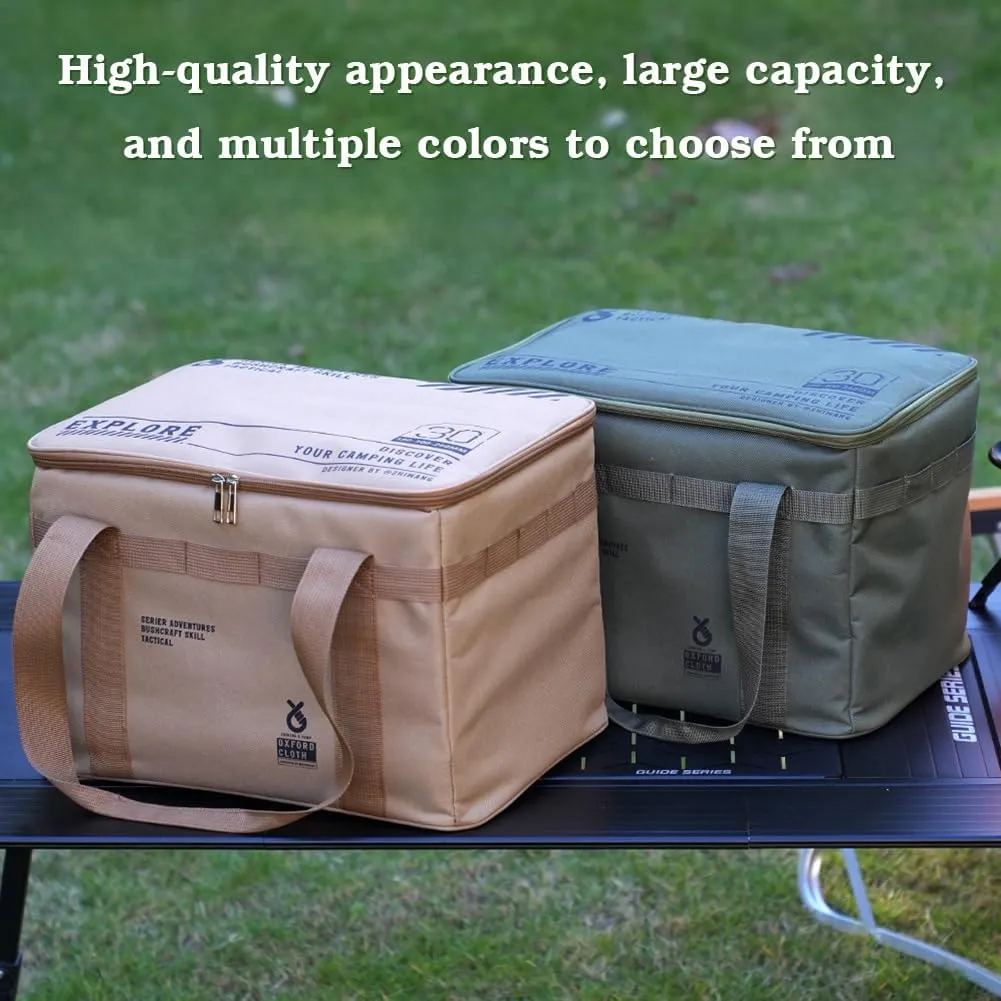 Foldable Camping Storage Bag & Camp Kitchen Organizer – Tactical Storage Box for Camping Essentials, Picnic Gear, Cookware – Large Capacity, Waterproof Oxford Fabric