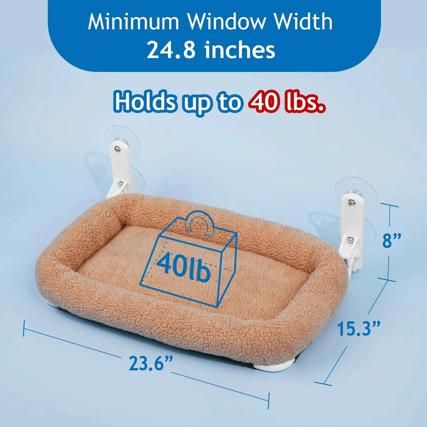 Foldable Cat Hammock for Window - Cordless, Machine Washable Bed, Robust Metal Frame & ABS Brackets - Cat Window Perch for Large Cats and Kitten (Brown Bolster Bed, Large)
