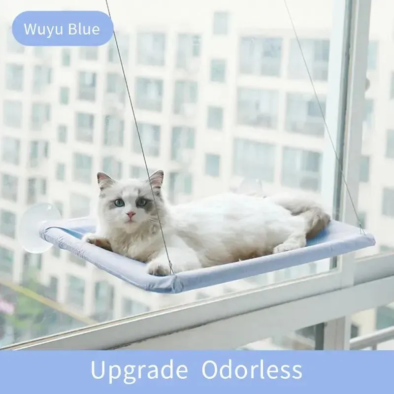 Foldable Cat Window Perch Bed Hammock Cat Window Wall Perch Hammock Seat with 4 Strong Suction Cups