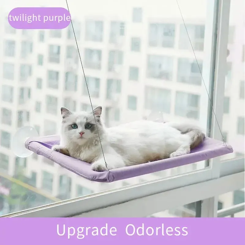 Foldable Cat Window Perch Bed Hammock Cat Window Wall Perch Hammock Seat with 4 Strong Suction Cups