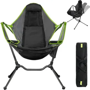 Foldable Hammock Moon Chair with Adjustable Backrest- Ultra Lightweight Portable Camping Chair for Outdoor, Beach, Picnic | 150kg Capacity, Quick Setup (Green)