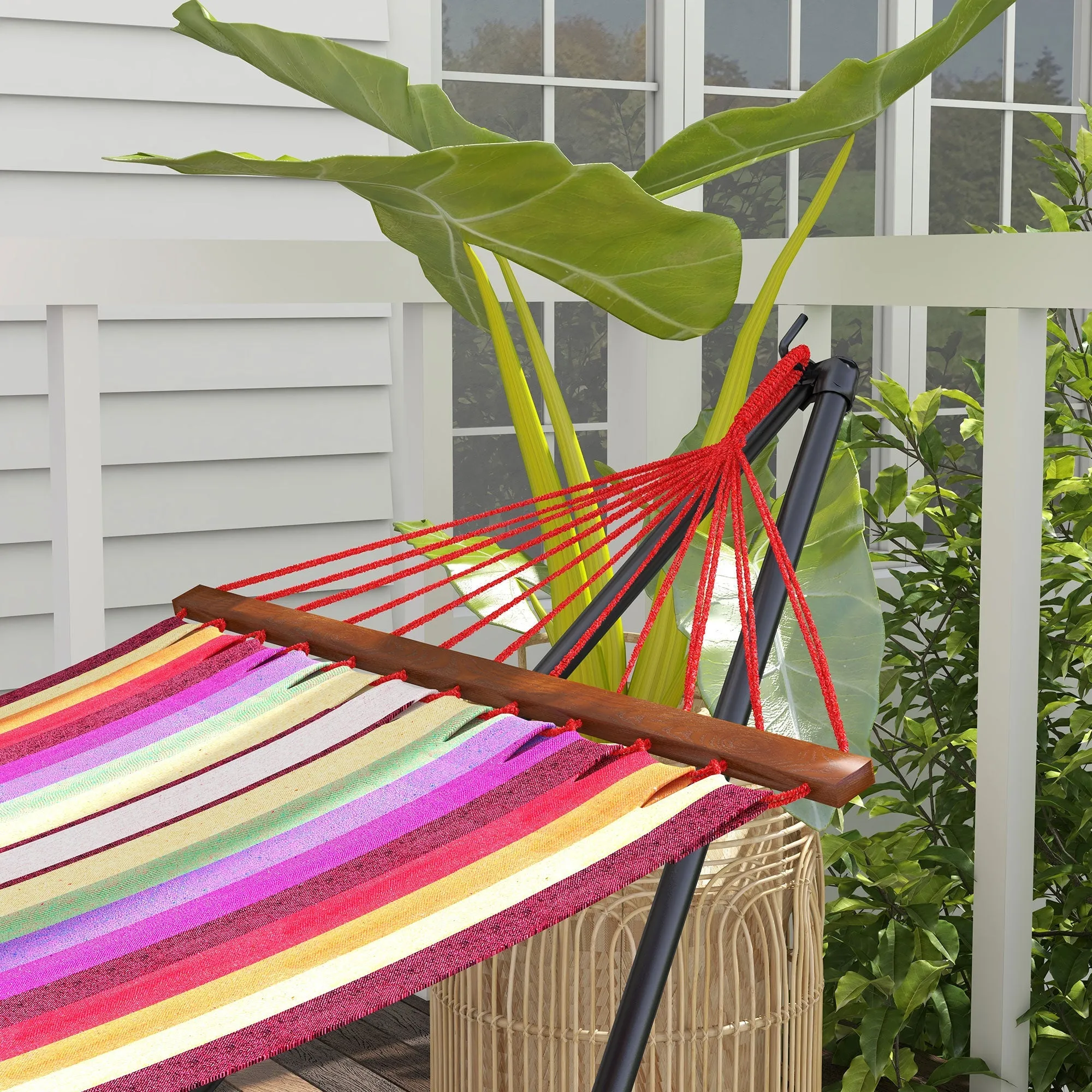 Foldable Hammock Stand, Portable Hammock with Metal Frame, 2 in 1 Hammock Net Stand, Hammock Chair Stand with Carry Bag, Load Capacity 120kg, for Patio, Garden, Yard, Black