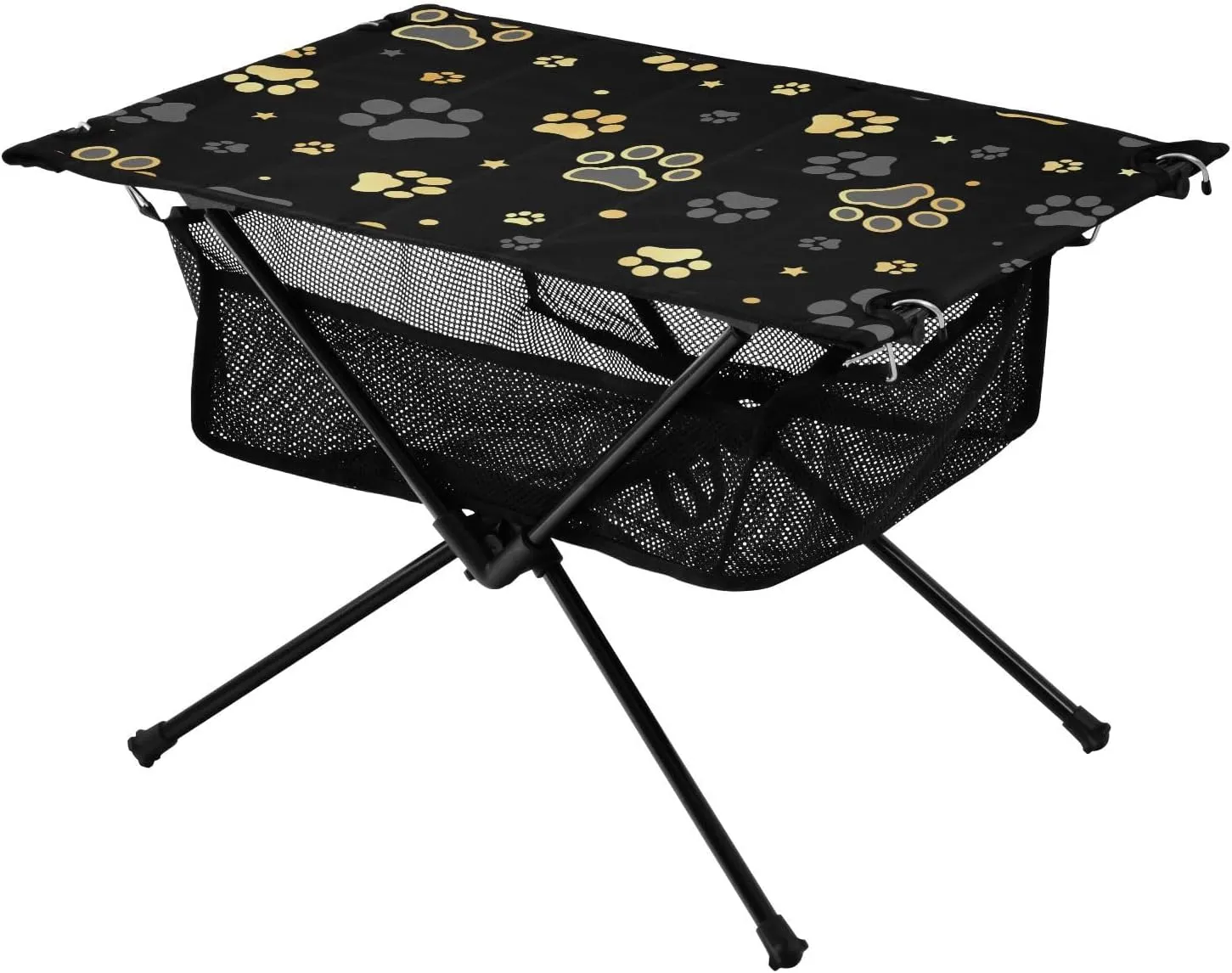 Foldable Outdoor Table Gold Dog Paw Print and Star Compact Camping Table Fold Up for Picnic Camp Travel