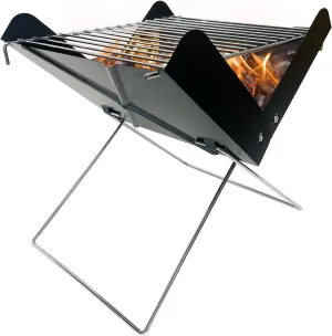 Folding Camping Grill Heavy Duty Steel Mesh Grate, Portable Campfire Grill for Outdoor Cooking Over Fire Pit, Grilling Rack for Backpacking Hiking Picnics BBQ