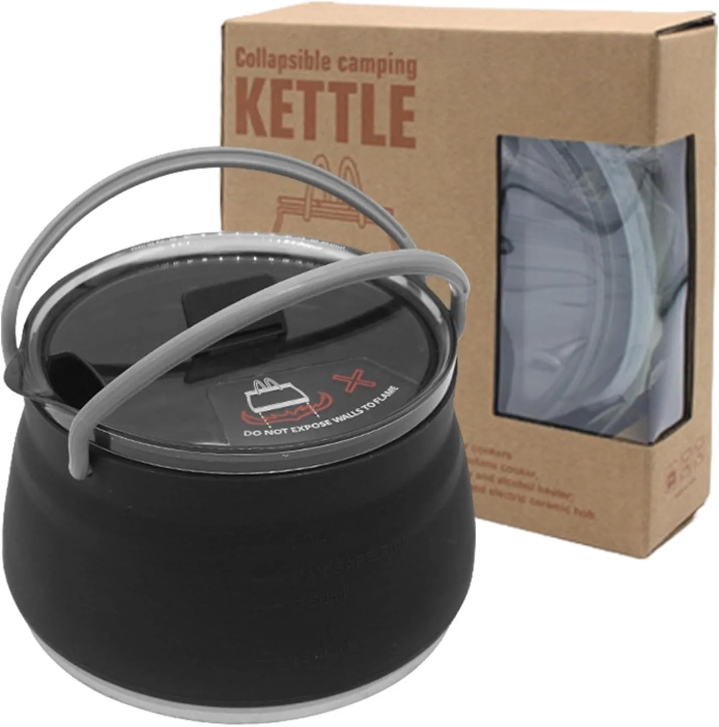 Folding Camping Kettle, Collapsible Kettle - Silicone | Silicone Tea Kettle, Outdoor Camping Boiling Water Kettle, Outdoor Hot Water Kettle