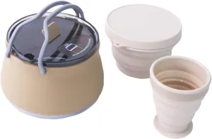 Folding Camping Kettle Teapot Compact Camp Pot with Bowl and Cup Water Boiler Silicone Kettle for Hiking Picnic Traveling