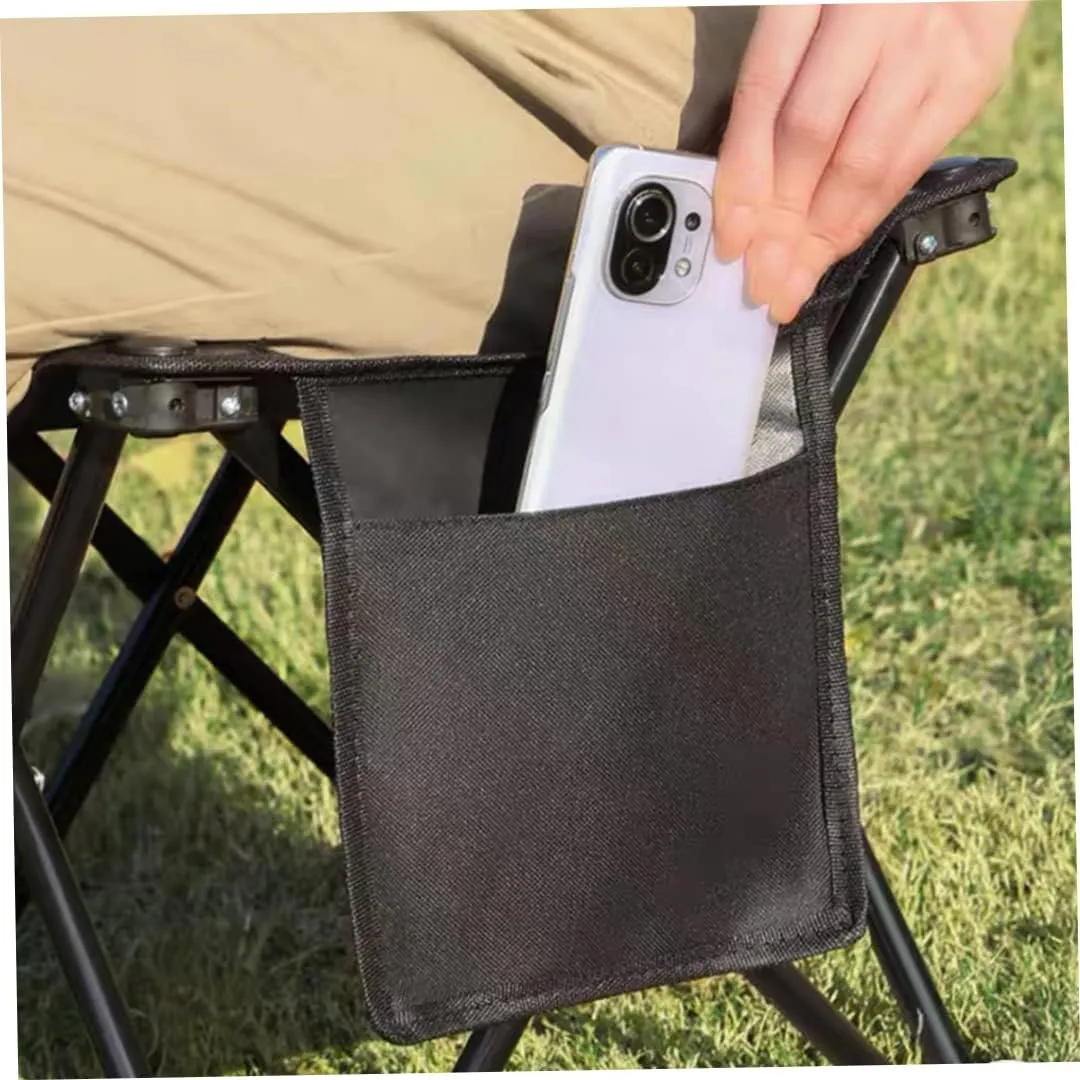 Folding Camping Stool 180kg Load Capacity Portable Fishing Stool with Side Pocket Collapsible Stool with Carry Bag for Fishing Hiking Gardening Backpacking Travelling Beach L