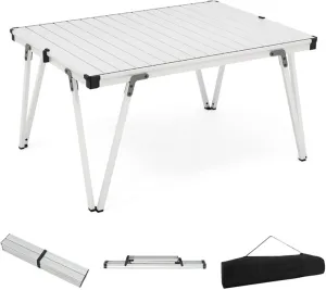 Folding Camping Table Picnic Table, Portable Aluminum Folding Beach Tables with Storage Bag and Waterproof Desktop for Outdoor, Picnic, BBQ, Cooking, Festival, Silver