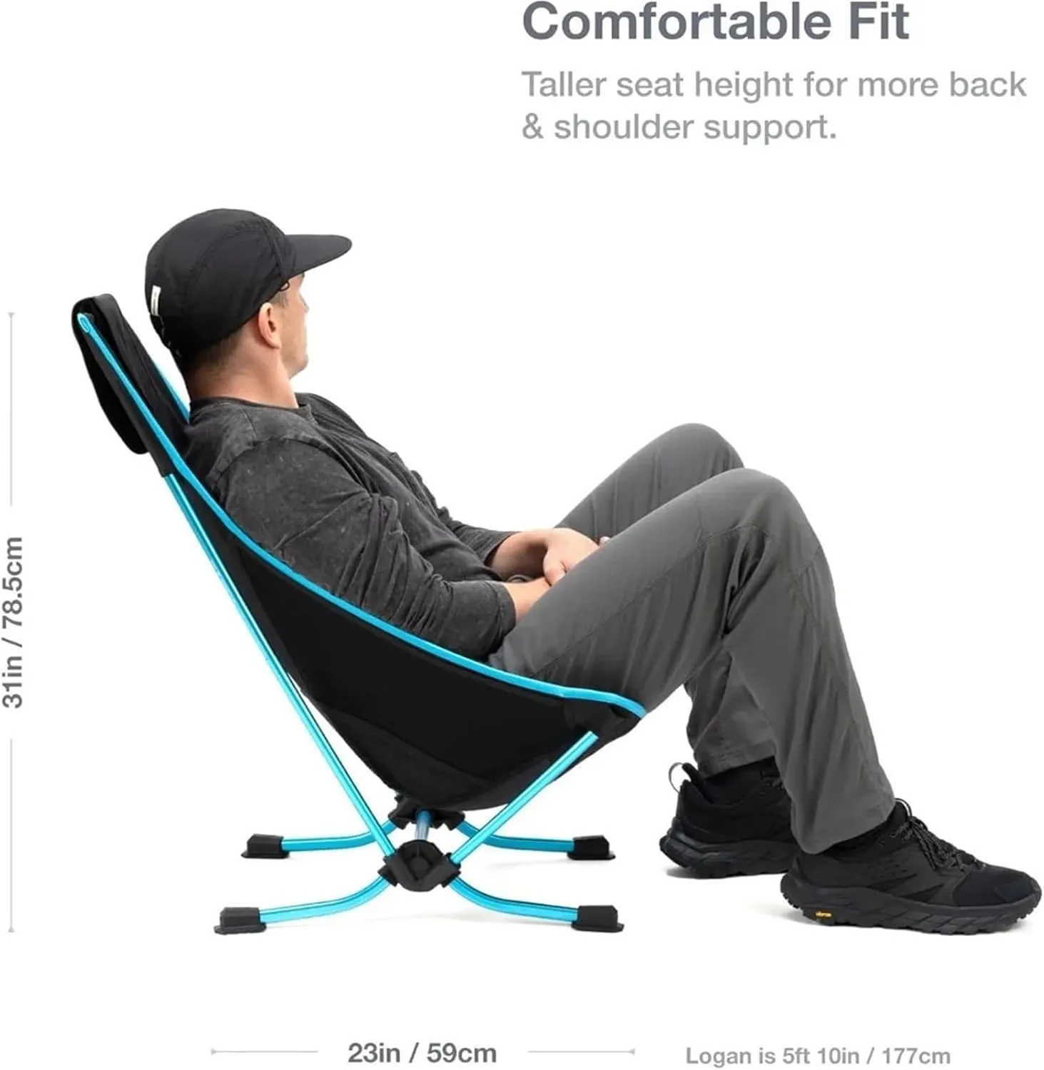 Folding Chair Beach Chair Lightweight, Lower-Profile, Compact, Collapsible Camping Chair(Blue Mesh)