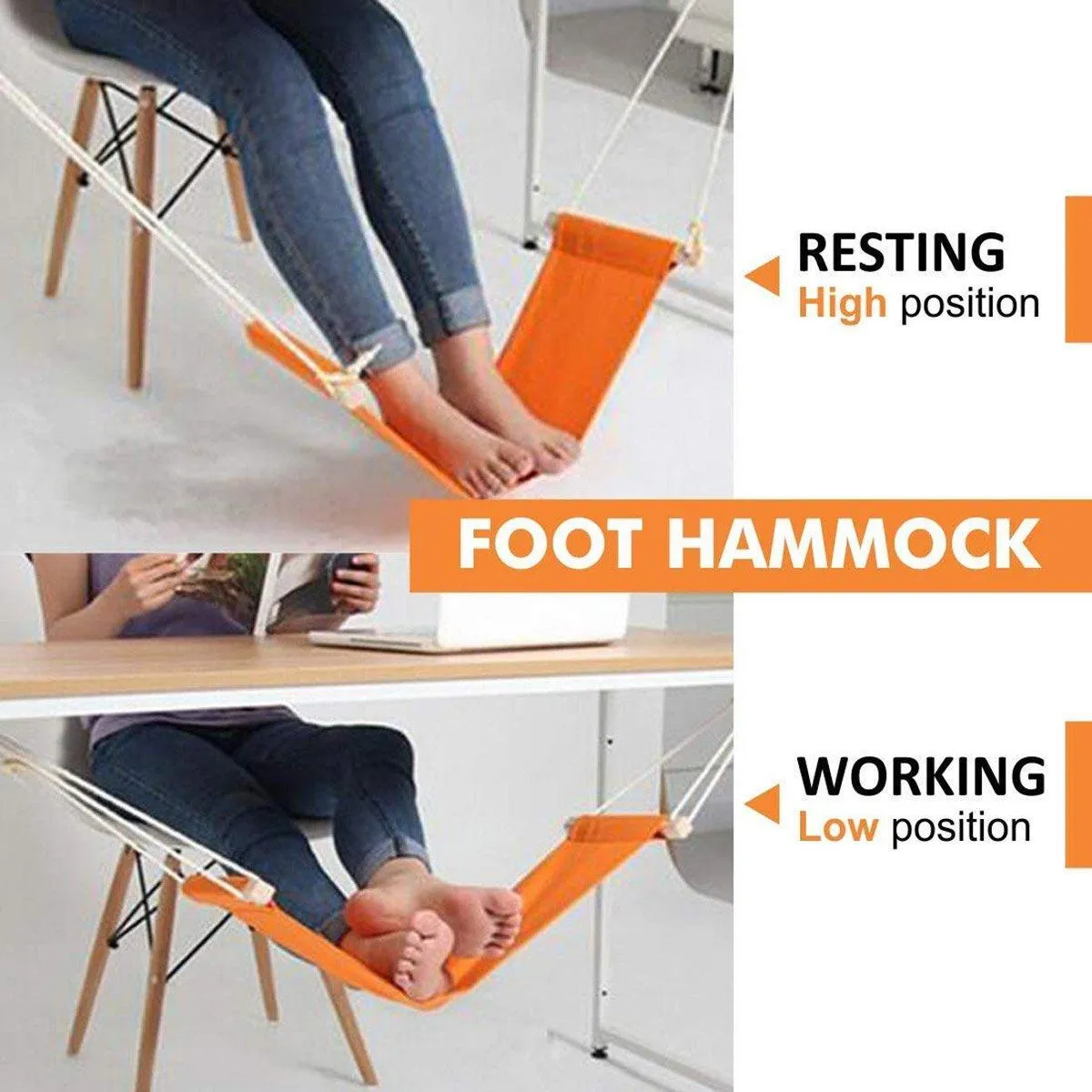Foot Hammock Under Desk Hanging Office Footrest for Comfortable Leg Support