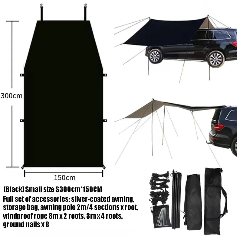 for Cadillac Celestiq/Concept/CT4/CT5/CT6/Escalade/XT5/XT6/BLS Camping Tarpaulin Car Awning Waterproof Hammock Rainproof Sunshade Rainproof Awning Outdoor,A Black-S