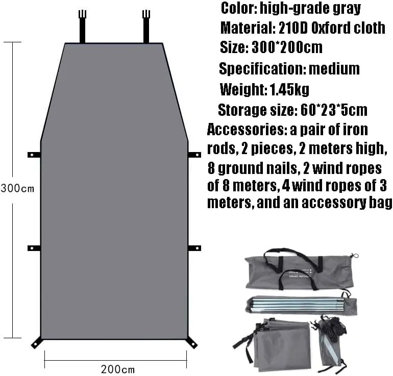 for MG 3/3 (AU)/ (ME)/4/4 (CN)/5 (CN)/5 (ME)/5 EV/HS/Midget Camping Tarpaulin Car Awning Waterproof Hammock Rainproof Sunshade Rainproof Awning Outdoor,B Grey-M