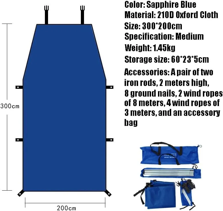 for Suzuki Cappuccino/Cervo/Concept/Kizashi/Liana/Samurai Camping Tarpaulin Car Awning Waterproof Hammock Rainproof Sunshade Rainproof Awning Outdoor,C Blue-M