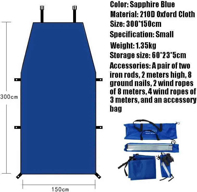 for Tesla Model 3/Model Y/Model X/Model S/Cybertruck Camping Tarpaulin Car Awning Waterproof Hammock Rainproof Sunshade Rainproof Awning Outdoor,C Blue-S