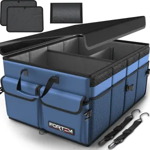 FORTEM Car Trunk Organizer, Collapsible Multi Compartment SUV Organizer, Foldable Storage for Car Accessories for Women Men, 600D Oxford, Non Slip Bottom, Securing Straps, Soft Cover (65L)