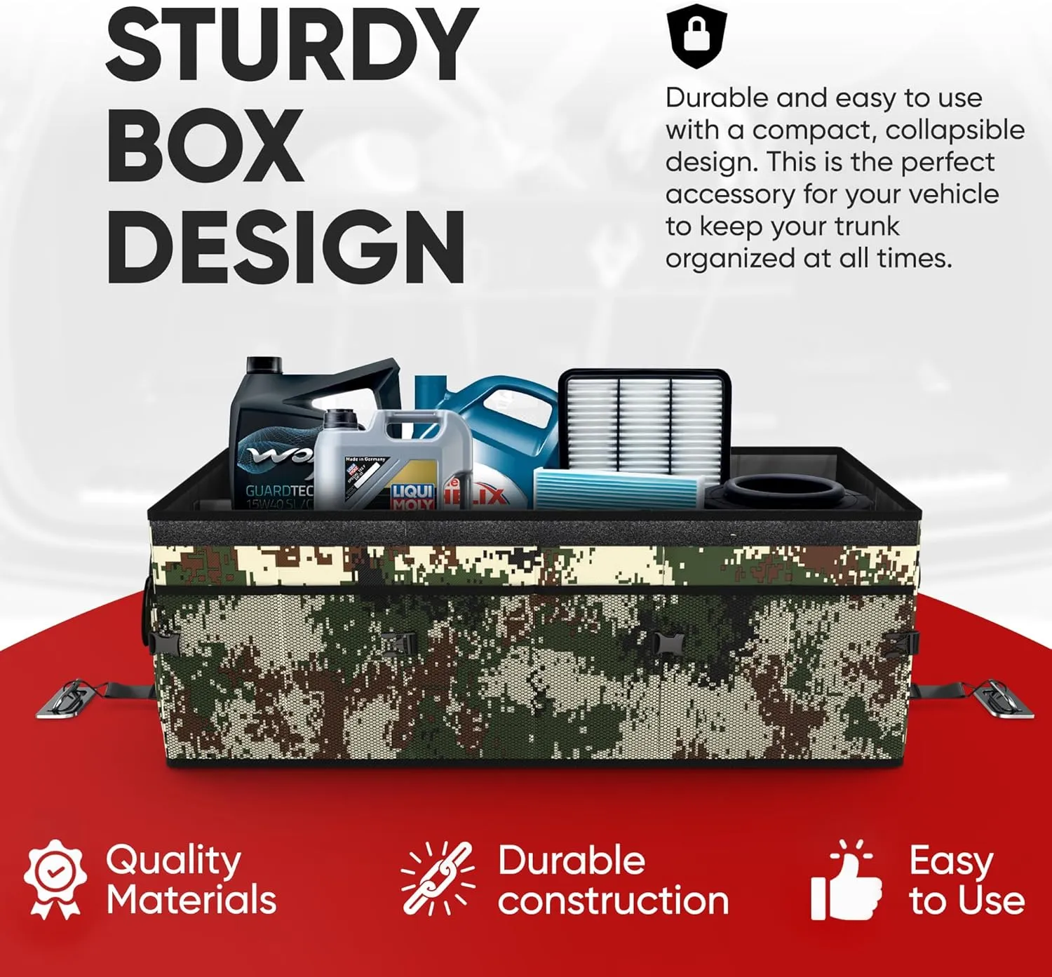FORTEM Car Trunk Organizer, Collapsible Multi Compartment SUV Organizer, Foldable Storage for Car Accessories for Women Men, 600D Oxford, Non Slip Bottom, Securing Straps, Soft Cover (85L)