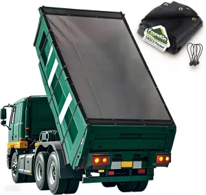 FoundGo 7' x 14' Dump Trailer Tarp [18oz] Heavy Duty Dump Truck Mesh Tarp with Grommets Vinyl Coated Waterproof Truck Cover with Double Pocket incl. 4X Elastic Rope
