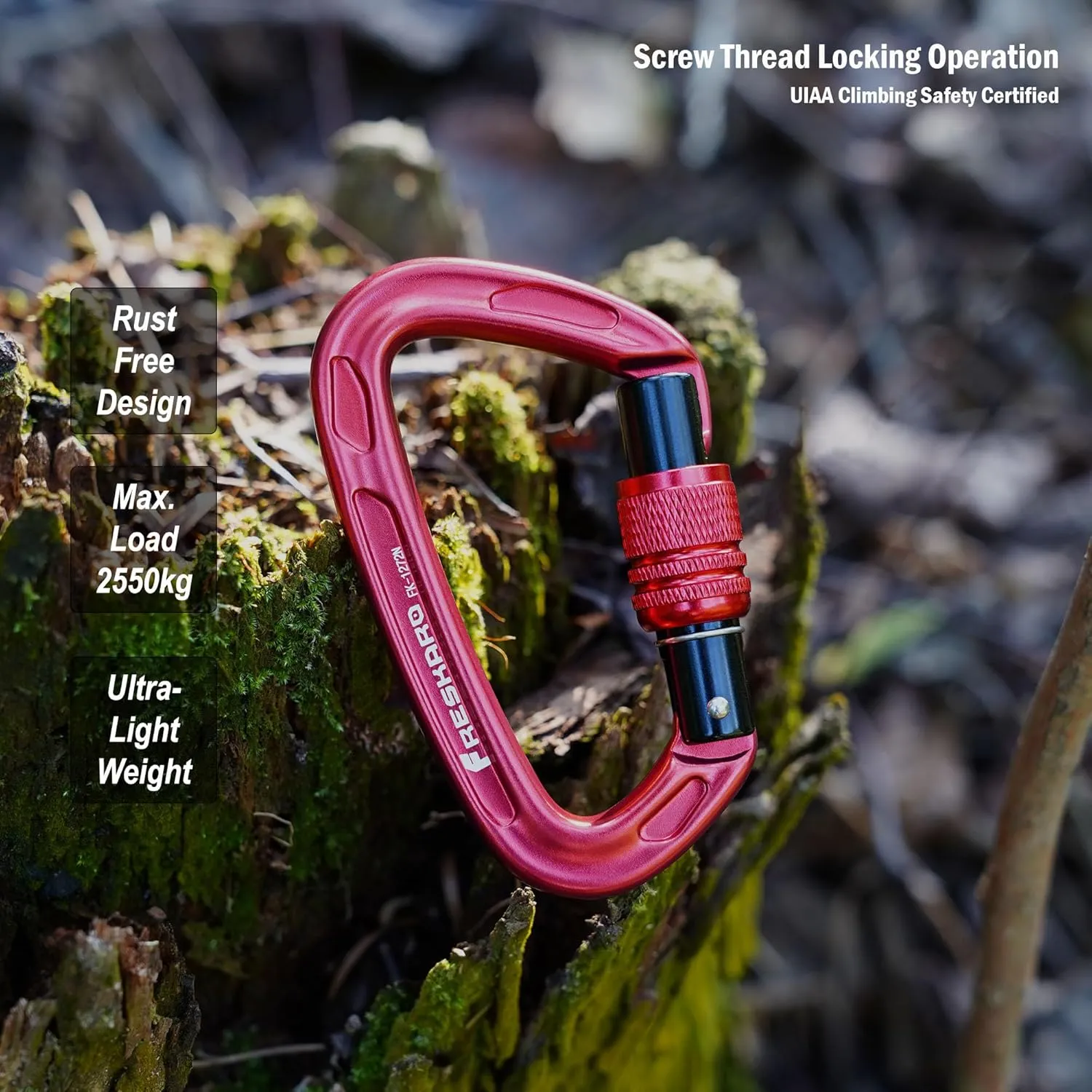 FresKaro 4inches 25kN-5621lbs Climbing Carabiners, UIAA CE Certified, Screw Lock, 7075 Aluminium, Lightweight, Rust Proof, for Mountaineering, Rappelling etc., Multi-Colors