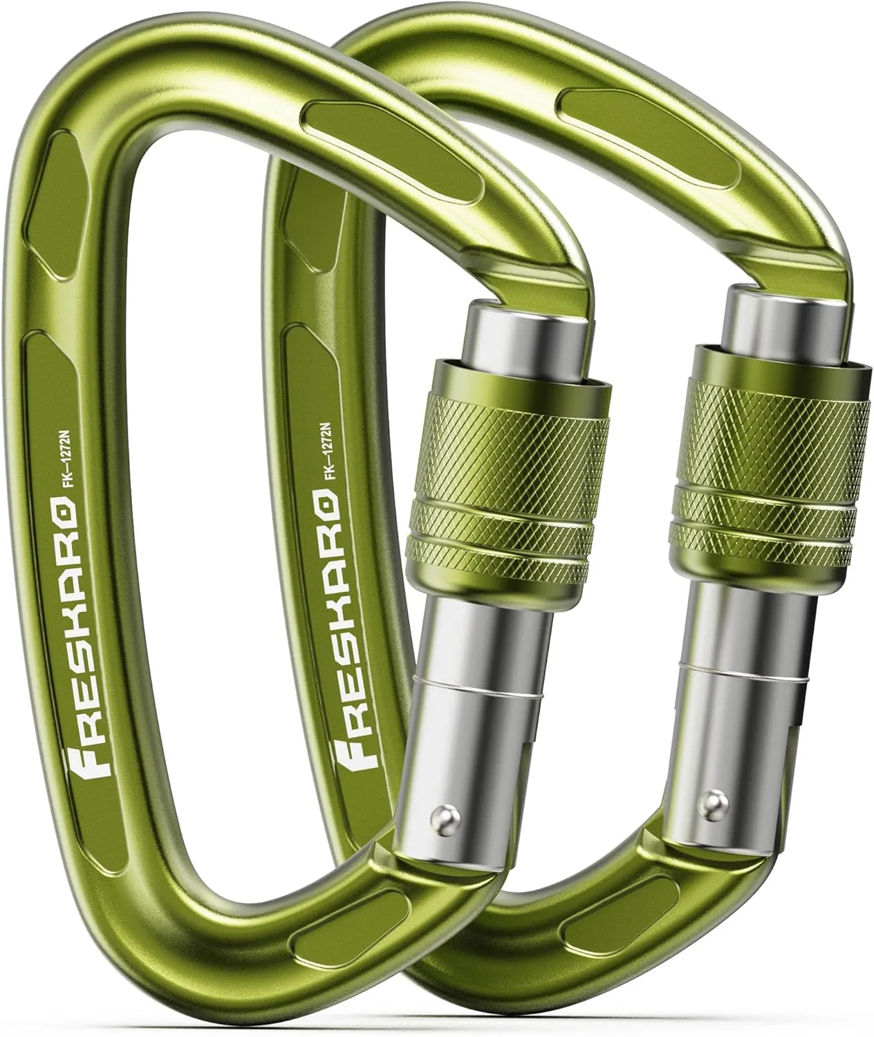 FresKaro 4inches 25kN-5621lbs Climbing Carabiners, UIAA CE Certified, Screw Lock, 7075 Aluminium, Lightweight, Rust Proof, for Mountaineering, Rappelling etc., Multi-Colors