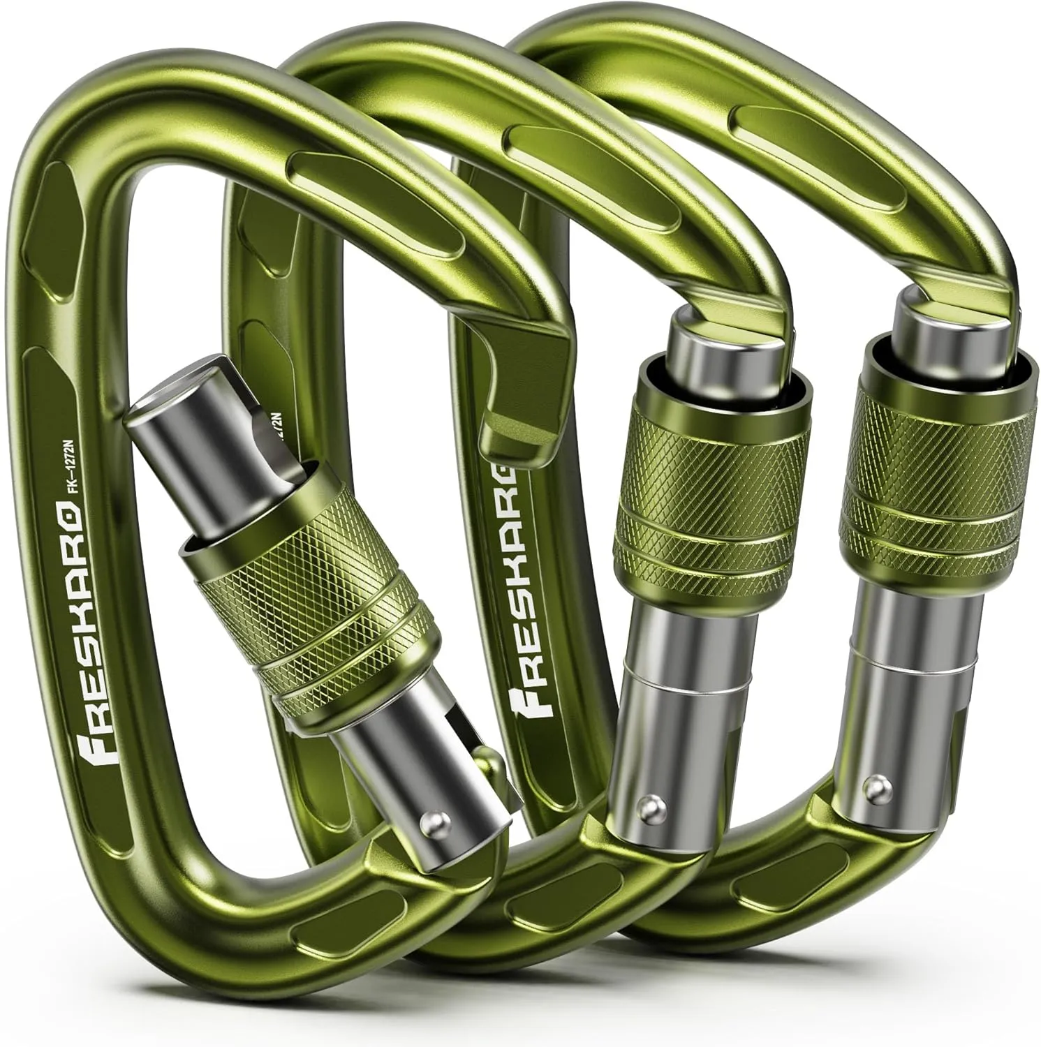 FresKaro 4inches 25kN-5621lbs Climbing Carabiners, UIAA CE Certified, Screw Lock, 7075 Aluminium, Lightweight, Rust Proof, for Mountaineering, Rappelling etc., Multi-Colors