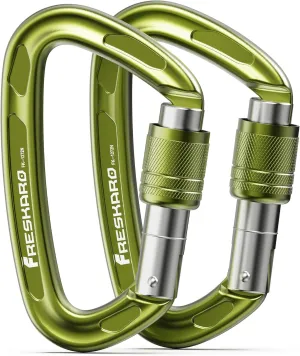 FresKaro 4inches 25kN-5621lbs Climbing Carabiners, UIAA CE Certified, Screw Lock, 7075 Aluminium, Lightweight, Rust Proof, for Mountaineering, Rappelling etc., Multi-Colors