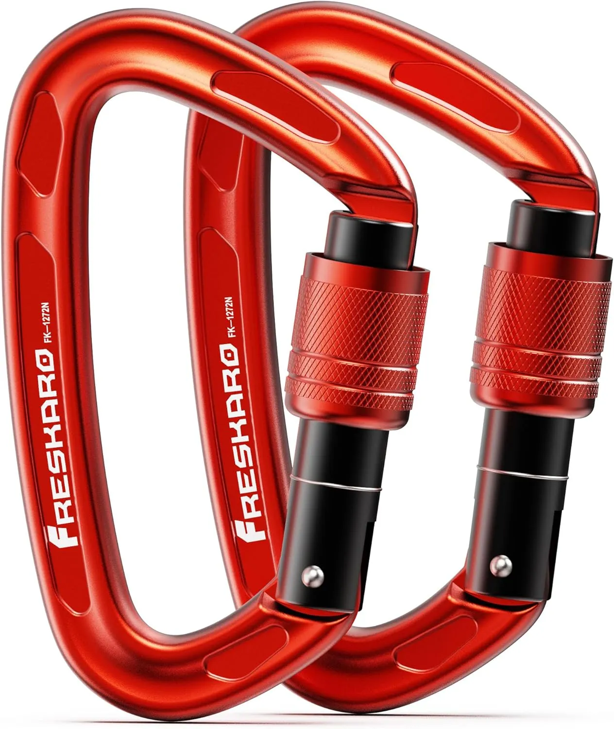 FresKaro 4inches 25kN-5621lbs Climbing Carabiners, UIAA CE Certified, Screw Lock, 7075 Aluminium, Lightweight, Rust Proof, for Mountaineering, Rappelling etc., Multi-Colors