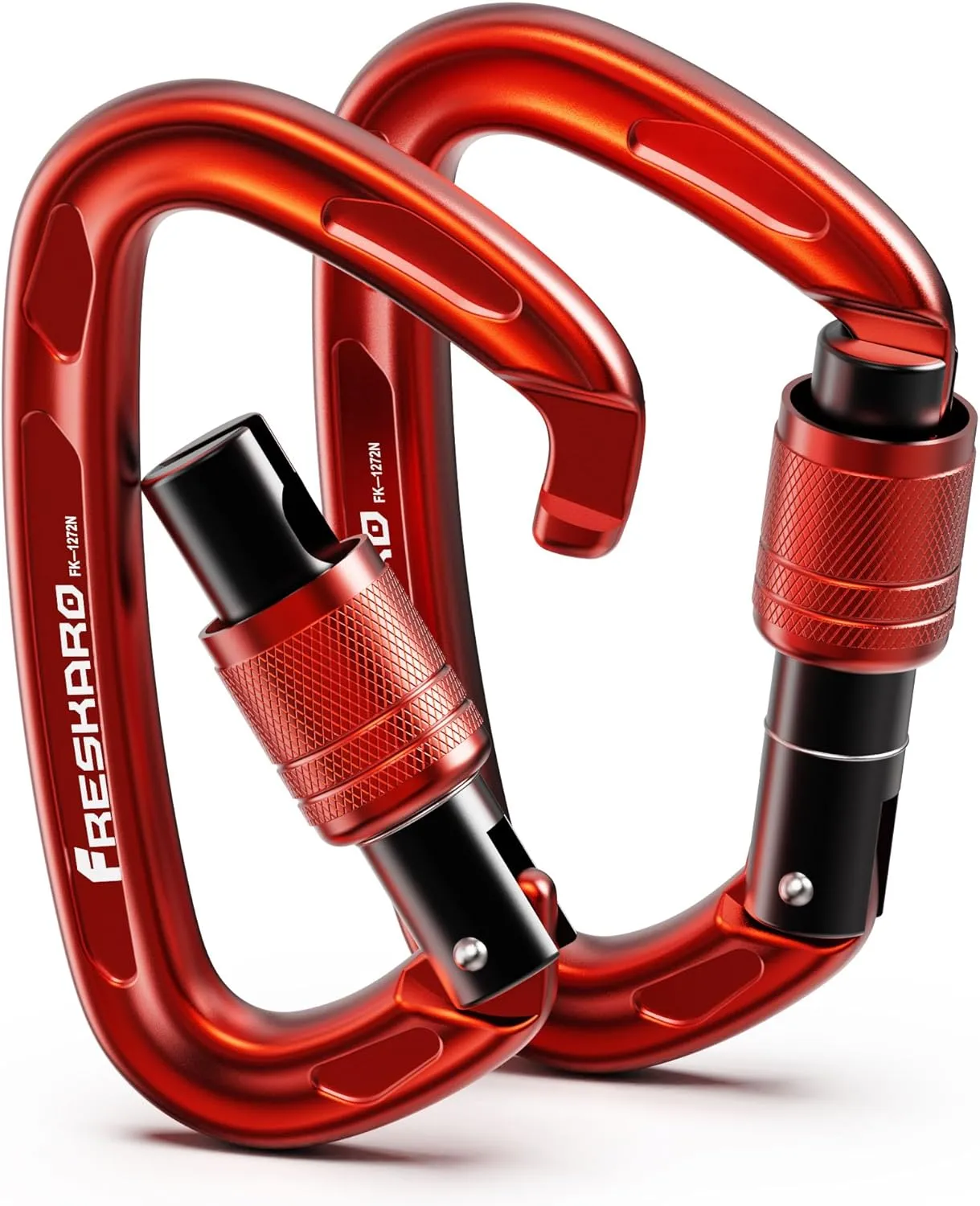 FresKaro 4inches 25kN-5621lbs Climbing Carabiners, UIAA CE Certified, Screw Lock, 7075 Aluminium, Lightweight, Rust Proof, for Mountaineering, Rappelling etc., Multi-Colors