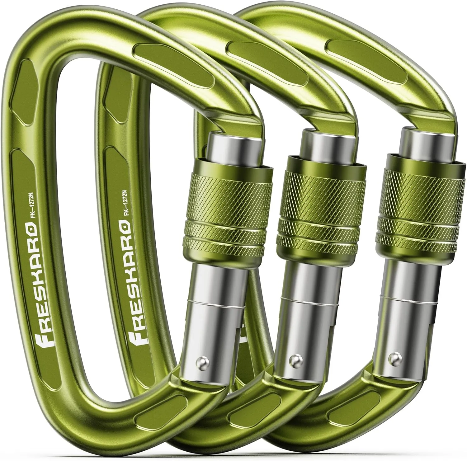 FresKaro 4inches 25kN-5621lbs Climbing Carabiners, UIAA CE Certified, Screw Lock, 7075 Aluminium, Lightweight, Rust Proof, for Mountaineering, Rappelling etc., Multi-Colors