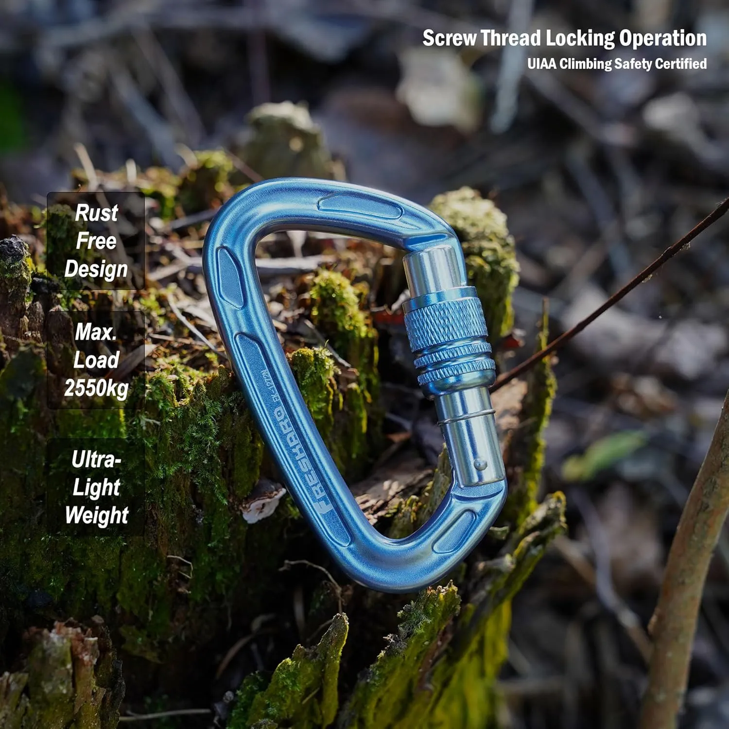 FresKaro 4inches 25kN-5621lbs Climbing Carabiners, UIAA CE Certified, Screw Lock, 7075 Aluminium, Lightweight, Rust Proof, for Mountaineering, Rappelling etc., Multi-Colors