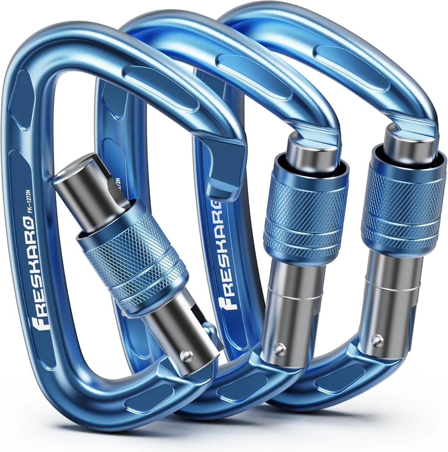 FresKaro 4inches 25kN-5621lbs Climbing Carabiners, UIAA CE Certified, Screw Lock, 7075 Aluminium, Lightweight, Rust Proof, for Mountaineering, Rappelling etc., Multi-Colors