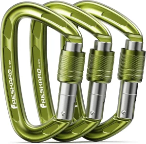 FresKaro 4inches 25kN-5621lbs Climbing Carabiners, UIAA CE Certified, Screw Lock, 7075 Aluminium, Lightweight, Rust Proof, for Mountaineering, Rappelling etc., Multi-Colors