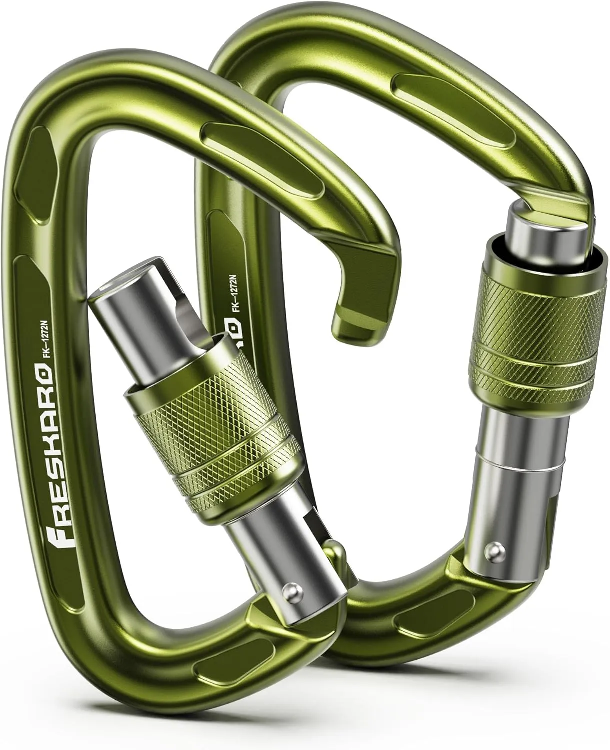 FresKaro 4inches 25kN-5621lbs Climbing Carabiners, UIAA CE Certified, Screw Lock, 7075 Aluminium, Lightweight, Rust Proof, for Mountaineering, Rappelling etc., Multi-Colors