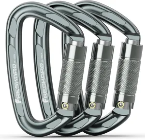FresKaro 4inches 25kN-5621lbs Climbing Carabiners, UIAA CE Certified, Twist Auto Locking, Made of 7075 Aluminium, Lightweight, Rust Proof, for Mountaineering, Rappelling etc., Multi-Colors