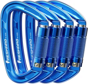 FresKaro 4inches 25kN-5621lbs Climbing Carabiners, UIAA CE Certified, Twist Auto Locking, Made of 7075 Aluminium, Lightweight, Rust Proof, for Mountaineering, Rappelling etc., Multi-Colors