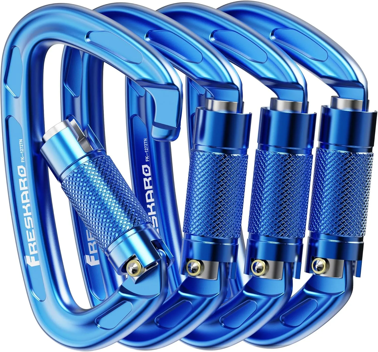 FresKaro 4inches 25kN-5621lbs Climbing Carabiners, UIAA CE Certified, Twist Auto Locking, Made of 7075 Aluminium, Lightweight, Rust Proof, for Mountaineering, Rappelling etc., Multi-Colors