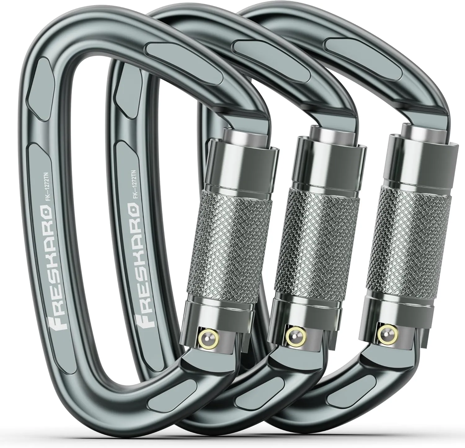 FresKaro 4inches 25kN-5621lbs Climbing Carabiners, UIAA CE Certified, Twist Auto Locking, Made of 7075 Aluminium, Lightweight, Rust Proof, for Mountaineering, Rappelling etc., Multi-Colors