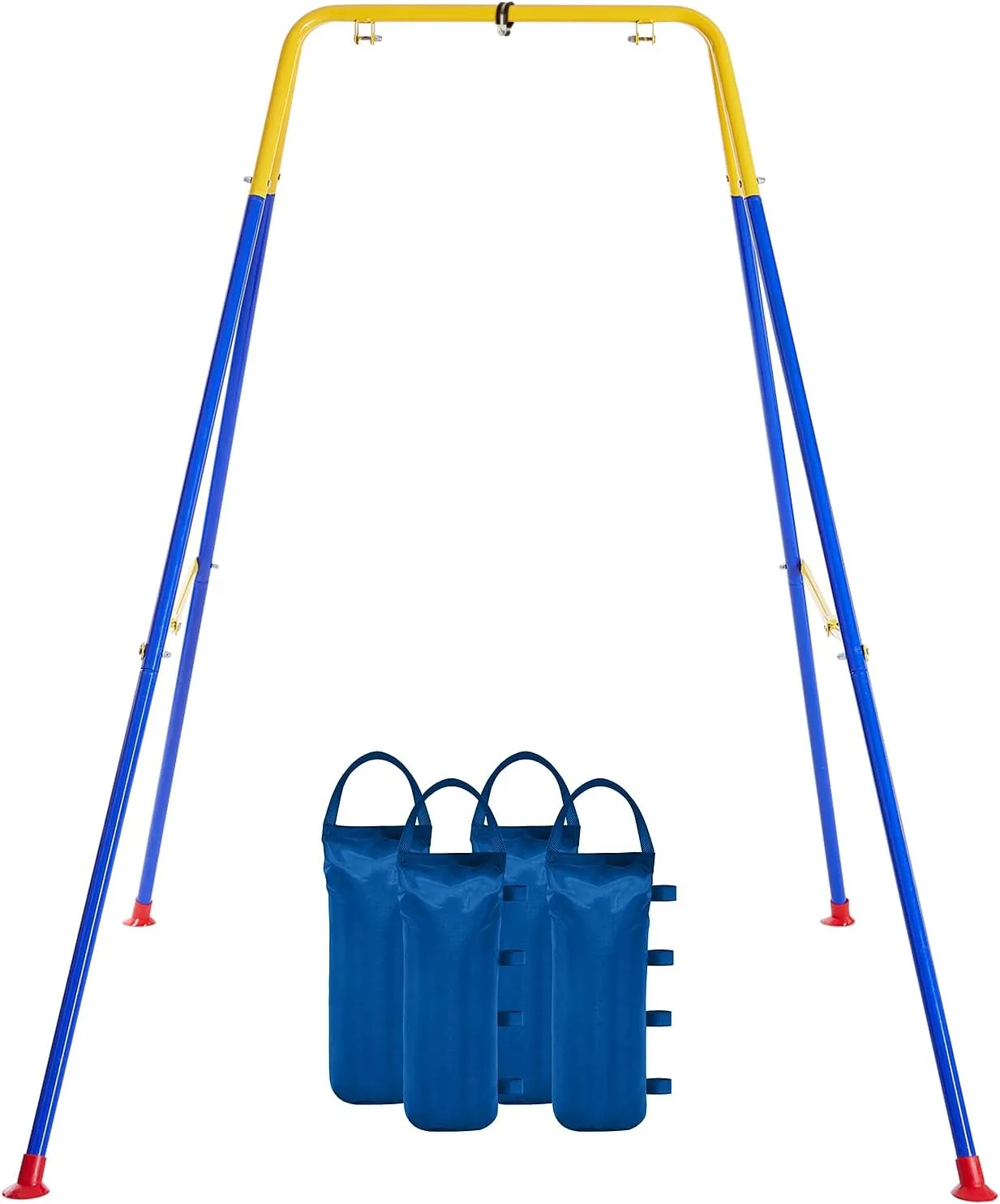 FUNLIO Foldable Swing Stand for Kids with 4 Sandbags, Heavy Duty Metal A-Frame Indoor/Outdoor for Backyard, Suitable Most Toddler/Baby Jumper/Hammock Chair