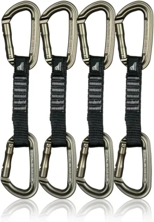Fusion Climb 4-Pack 12cm Tactical Military Rescue Quickdraw Set with Contigua Straight Gate Brown/Contigua Straight Gate Brown Carabiners