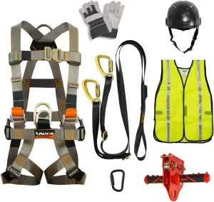 Fusion Climb Pro Backyard Zip Line Kit Harness Lanyard Trolley Carabiner Helmet Vest Glove Bundle FK-A-HLTCHVG-36, black, one size