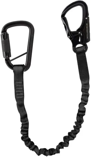 Fusion Tactical Tactical 2ft 24"x1" Internal Elastic Bungee Military Police Personal Retention Helo Lanyard with Dual Locking Snap Hook Carabiner 23kN Black(Made in USA)