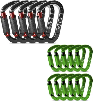 FVW Auto Locking Rock Climbing Carabiner Clips, UIAA Certified Professional 25KN (5620 lbs) Heavy Duty Caribeaners for Rappelling Swing Rescue & Gym etc, Large D-Shaped Carabiners