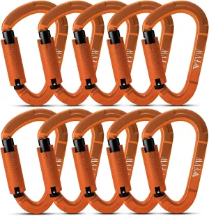 FVW Auto Locking Rock Climbing Carabiner Clips, UIAA Certified Professional 25KN (5620 lbs) Heavy Duty Caribeaners for Rappelling Swing Rescue & Gym etc,Large Carabiners,D-Shaped