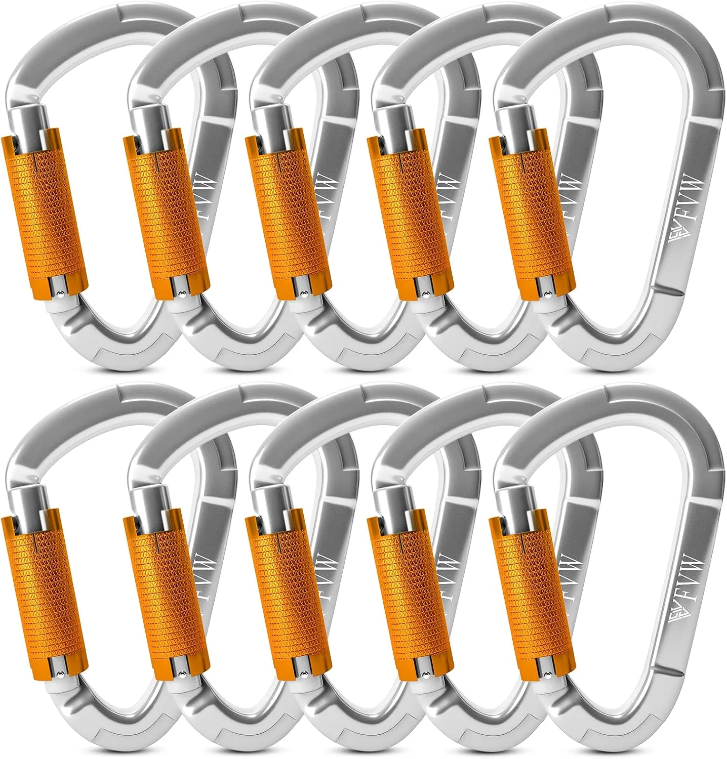 FVW Auto Locking Rock Climbing Carabiner Clips,Professional 25KN (5620 lbs) Heavy Duty Caribeaners for Rappelling Swing Rescue & Gym etc, Large D-Shaped Carabiners