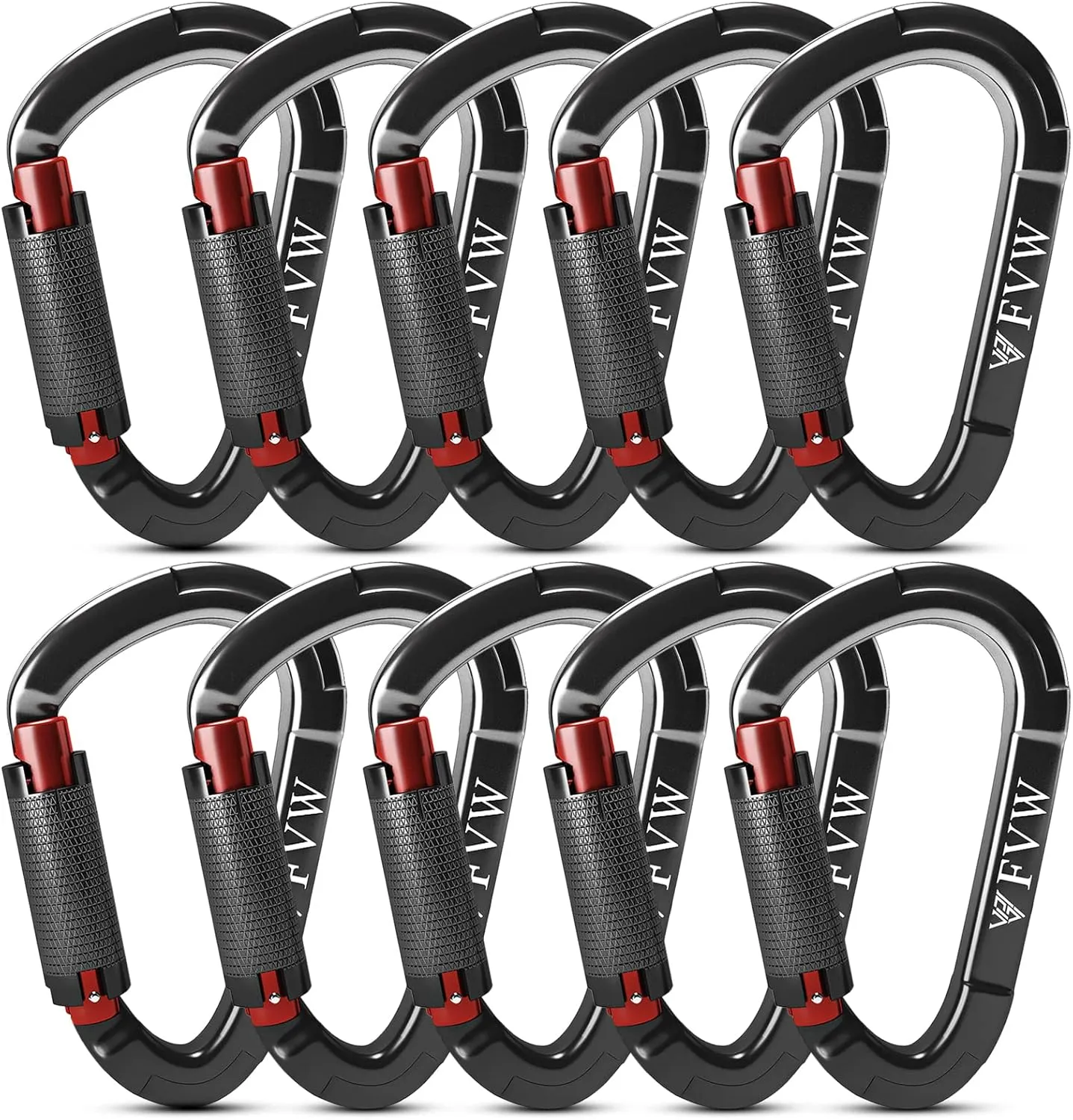 FVW Auto Locking Rock Climbing Carabiner Clips,Professional 25KN (5620 lbs) Heavy Duty Caribeaners for Rappelling Swing Rescue & Gym etc, Large D-Shaped Carabiners